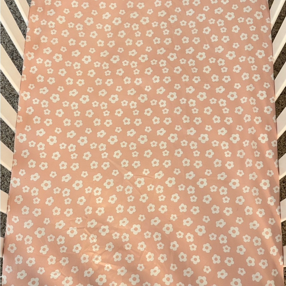 Silky Tots silk Floral Pink mini Crib Sheet